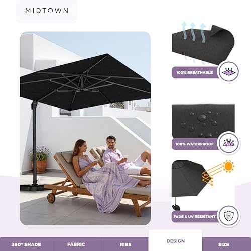 Image of Midtown Umbrellas Grande Square - 9 x 9 Ft Cantilever Umbrella