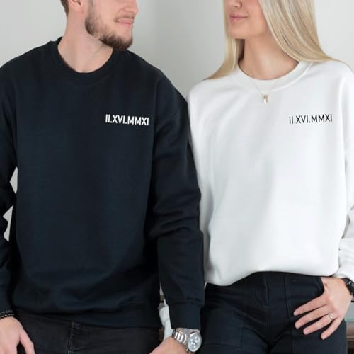 Personalized Roman Numeral Date Hoodie, Custom Roman Numeral Date with Couple's Initial Embroidered Sweatshirt, Wedding Sweater, Custom Anniversary Date Couple Sweatshirt, Valentine Day Shirt3