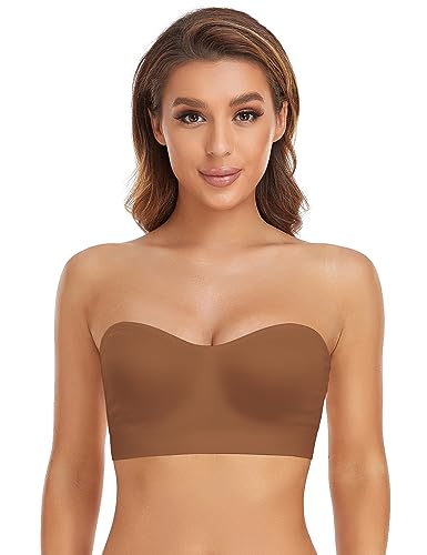 Image of Lusait Strapless Bra for Women Non-Slip Silicone Padded Bandeau Bra Wireless Tube Top Bralette
