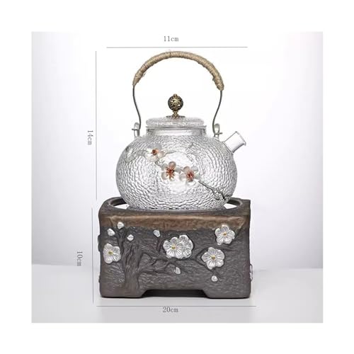 Tetera de vidrio con patrón martillado Plum Blossom miniatura 2