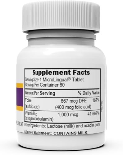Superior Source No Shot Vitamin B12 Cyanocobalamin (1000 mcg), Folic Acid (400 mcg), Quick Dissolve MicroLingual Tablets, 60 Ct, Increase Energy, Boost Metabolism, Heart and Stress Support, Non-GMO - Thumbnail 2
