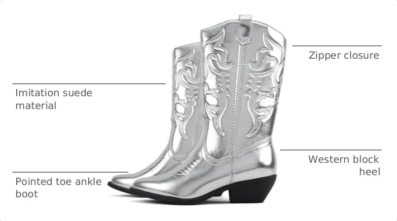 Image of Soda inchTELLER inch ~ Women's Western Cowboy Boots with Stitched Detailing, Pointed Toe, and Low Block Heel