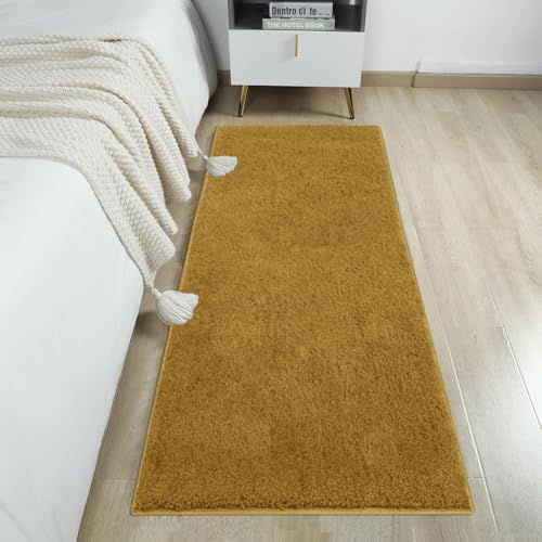 Image of Flooring India Co Newman Floor Runner 2500 GSM Super Soft Anti Skid Runner for Bedroom Side (2x5 Feet, Gold)
