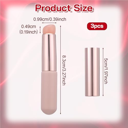 Chrome Applicator for Nails, 3 Pcs Silicone Nail Brush, Multicolor Chrome Powder Applicator Reusable Silicone Lip Applicators for Women Ombre French Stamping Manicures Salon Lipstick