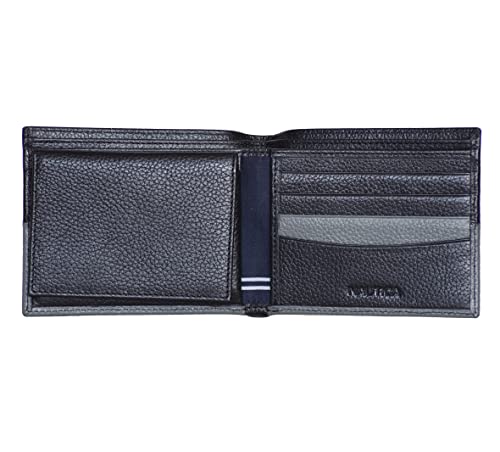 Image of Nautica Men's Bifold Leather Wallet | RFID Blocking | ID Window | Card Slots | Organization | Durable | Stylish