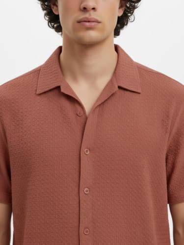 Image of Leriya Fashion Men Poly Blend Fabric | Textured Finish | Collar Neck | Button Closure | Office & Casual Wear | S-3XL