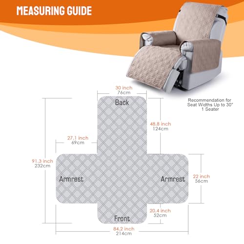 Image of VANSOFY 100% Waterproof Recliner Chair Covers, Recliner Cover Non-Slip Dog Chair Cover Furniture Protector Washable Slipcover with Pocket, Elastic Straps for Pets, Dogs(Light Apricot, 30 inch)