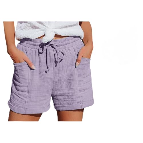 Generisch Pantalones cortos para mujer, pantalones cortos de verano para la playa, pantalones cortos de dormir 2025, ropa deportiva con bolsillos para el día a día, camping, playa, viajes, morado, 5XL