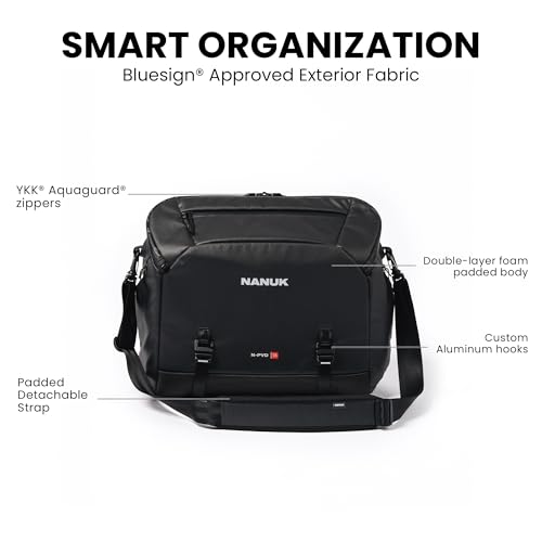 Image of NANUK N-PVD 15L Camera Messenger Bag for Photographers - Lightweight & Hightly Water Resistant - Hardshell Design Fits 1 Camera Body, 2 Lenses, Drone, Tripod, 16″ Laptop, & More