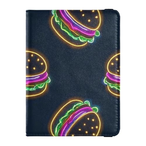 Colorato Neon Fluorescente Burger Cuoio decorativo carino passaporto titolare Vaccino Caso Protector Cover Titolare della Carta Del Passaporto Caso Ultra Sottile Hamburger fluorescente al neon