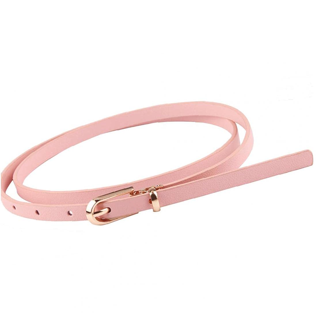 Tossper Women's Pink Skinny Belt Color Slender Waistband Thin Leather Waist Strap For Dress Paints Casual Decor(Pink)