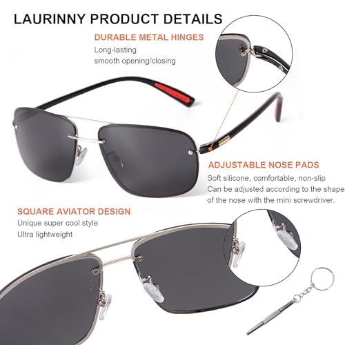 Image of Ultra Lightweight Polarized Square Aviator Sunglasses for Men Women Trendy Fashion Double Bridge Pilot Sun Glasses