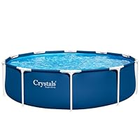 Crystals Steel Pro 10ft Round Frame Swimming Pool Set – Above Ground Outdoor Garden Pool with Durable Steel Frame, Strong PVC Liner, Easy Setup Family Pool for Kids & Adults Summer Use