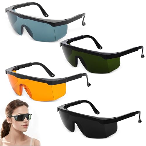 Puedno 4 Stück IPL Schutzbrille 190nm - 2000nm Laserschutzbrille zum Laser Haarentfernung UV Lichtschutzbrille für Schönheit HPL/IPL Haarentfernung 4 Farben