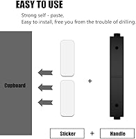 Vista 3 de Paquete de 16 manijas autoadhesivas de plástico ABS para armario, cajones instantáneos de armario (negro, 16)