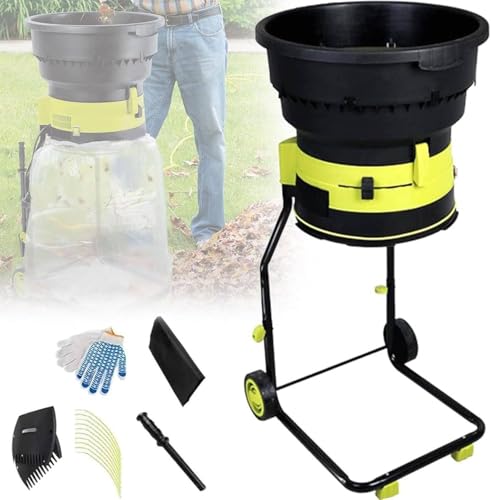 FJYAWEN Trituradora De Hojas Eléctrica, Trituradora De Compost, Trituradora De Ramas, Trituradora De Hojas, Trituradora De Hojas para Jardín, Diámetro De Embudo De 54 Cm para Limpieza De Jardines 20M