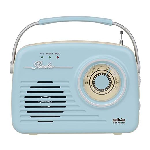 Silva-Schneider Mono 1965 Radio con asa, funciona con pilas o conectándola a la red, color azul