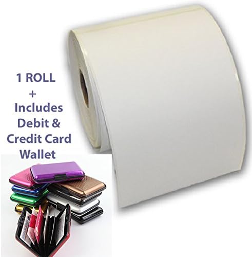 1 ROLL 100 x 150mm (6x4") 500 WHITE Thermal Labels Roll & CARD WALLET -Zebra Printer, Royal Mail, Hermes (500 Thermal Printer Labels)