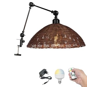 FSLiving Wiederaufladbare Klemmleuchte mit Fernbedienung Braun