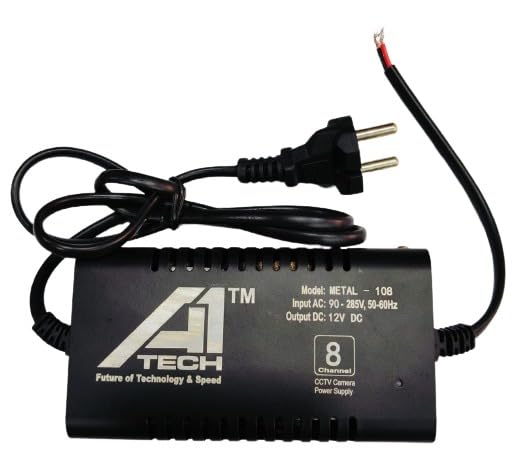 A1TECH CCTV Power Supply, 8 Channel, 12V, Metal, for Indoor/Outdoor Security Cameras (Metal Body)