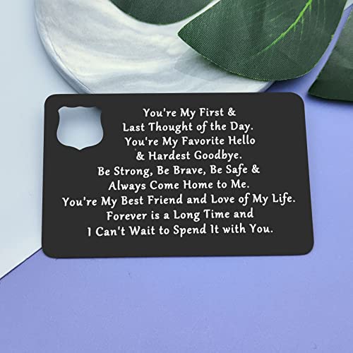 Police Officer Gift Metal Wallet Insert Card Gift Funny Police Engraved Wallet Insert Card for Husband Boyfriend Prayer Military Gift for Police Officer Inspirational Card Christmas Birthday Gift2