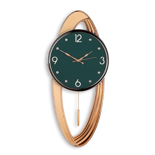 Image of Amazon Brand - Umi Silent Stylish Decorative Home Decor Designer Pendulum Wall Clock lolak Big Pendulum Wall Clock for Living Room Bedroom Home Wall Decoration Gift (34 x 75 cm) UC3392 Green