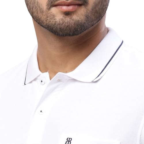 Image of Raymond Men's Modern Fit Solid Pattern Pure Cotton Half Sleeve Polo Neck Casual T-Shirt