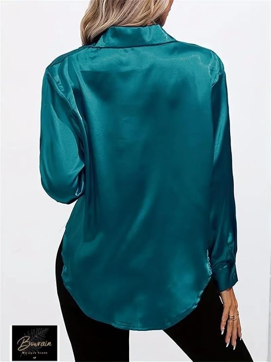Image of Bowrain Women's Full Sleeves Satin Shirt