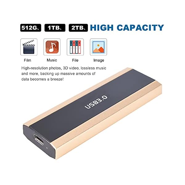Externe Festplatte, 1 TB, 2 TB, tragbare externe ultradünne Festplatte, tragbare HDD, Typ C, Festplatte für Mac, PC (2… – Bild 4