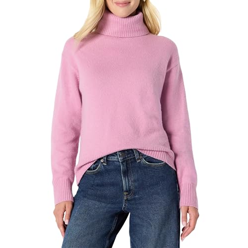 Amazon Essentials Womens Relaxed-Fit Cotton Blend Turtleneck Pullover Sweater Mauve Medium
