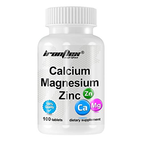 IronFlex Calcium Magnesium Zinc Paquet de 1 x 100 Comprimés - Carbonate de Calcium - Citrate de Magnésium - Lactate de Zinc et Vitamine B6 Cover