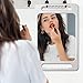 TASALON Unbreakable Hand Mirror with Double Handle- Large Handheld Barber Mirror for Hair and beauty Salon - Durable Hand Held Mirrors for barbershop - Haircut Mirror with Double Handgrip- Silver Gray
