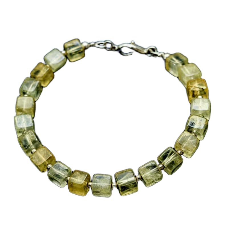 Bracelet préhnite naturelle anti-irritation, maillons lisses faits main