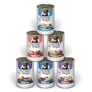 DOGGY Dog Paté Mix 1, 6 x 400 g, nourriture humide pour chien, dans un paquet d&rsquo;essai, sans céréales, avec huile de saumon et moule aux orles vertes, aliment complet à haute teneur en viande, fabriqué