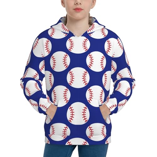 Baseball Pattern Kid Hoodies Boys Sweatshirts Girls Pullover with Pocket