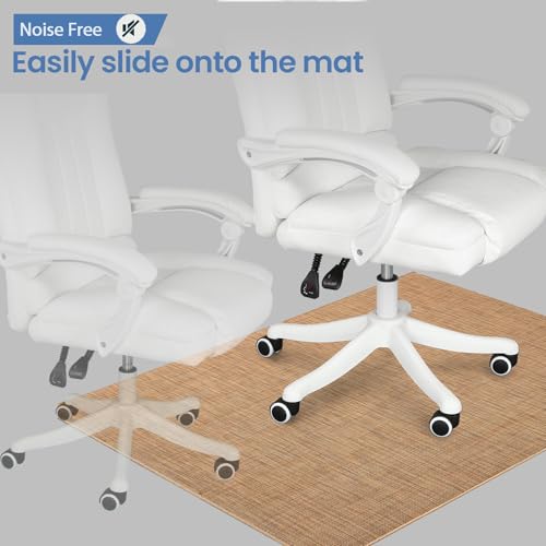 Image of Office Chair Mat for Hardwood Floor, 60 inch x 47 inch Desk Computer Chair Mat for Hard Wood and Tile Floor, Large Anti-Slip Hard Floor Protector, PVC Mat Desk Rug for Office Home