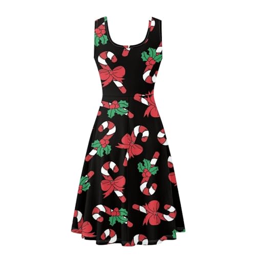 Image of TOADDITDO Women's Sleeveless O Neck Beach A-Line Party Coctail Tank Dresses Flared Sundress