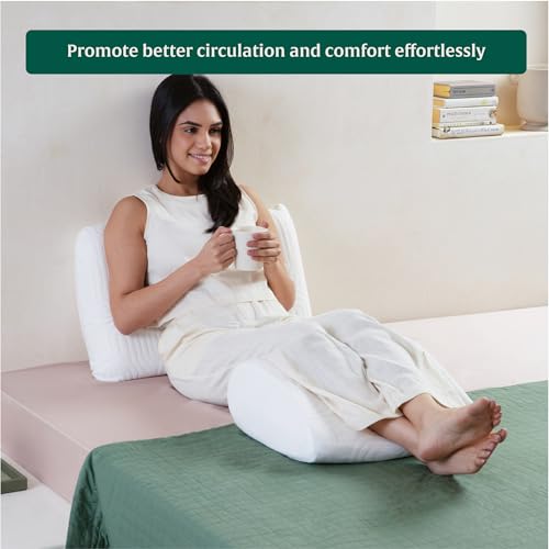 Image of The White Willow Orthopedic Foam Bed Wedge Leg Rest Pillow - Medical-Grade, Firm Support for Acid Reflux, Pregnancy, Anti-Snoring, Reading, Back & Knee Pain Relief, 17 inchx14.8 inchx7 inch, Classic White