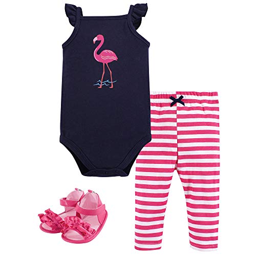 Image of Hudson Baby Unisex Baby Cotton Bodysuit, Pant and Shoe Set