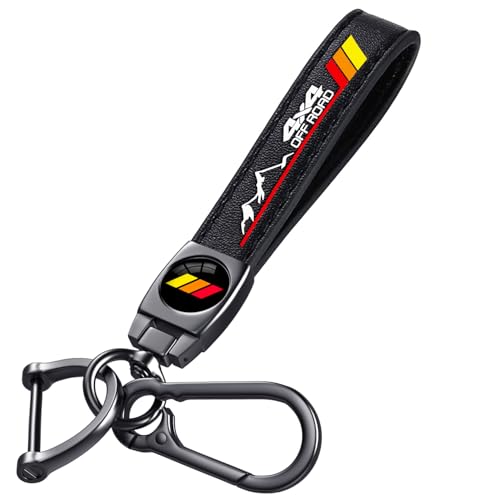 Annloysky Black Car Keychain Premium Metal Key Ring & Black Leather Anti-Scratch Anti-Drop Compatible with Toyota Tacoma 4Runner Tundra TRD Camry Rav4 with Tri-Color Stripe Emblem