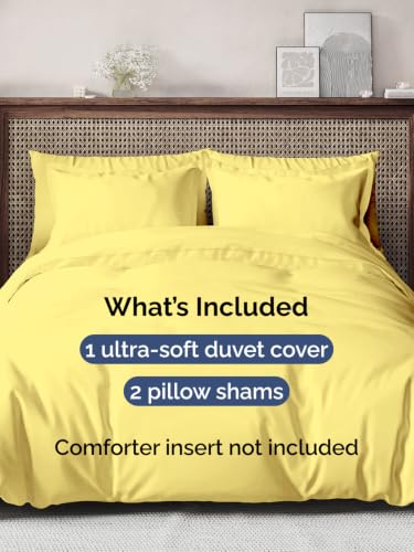 Image of Duvet Cover Oversized King Size - 3 Piece with Zipper Closure - Yellow