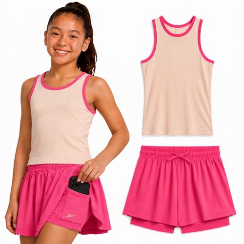 Image of Reebok Girls 2-Piece Short Set - Sleeveless Tank Top & Butterfly Shorts