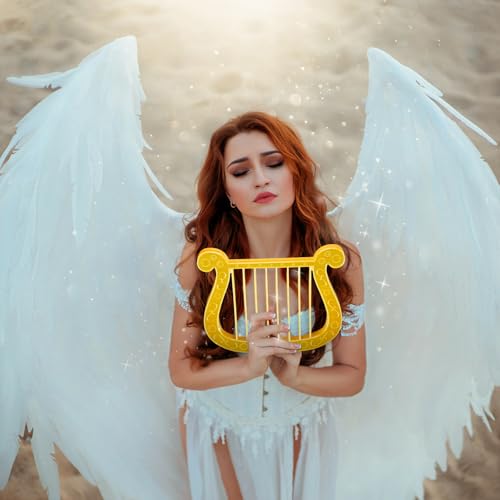 image for Boao Angel Harp Wooden Halloween Costume Accessory Gold Wooden Angel H