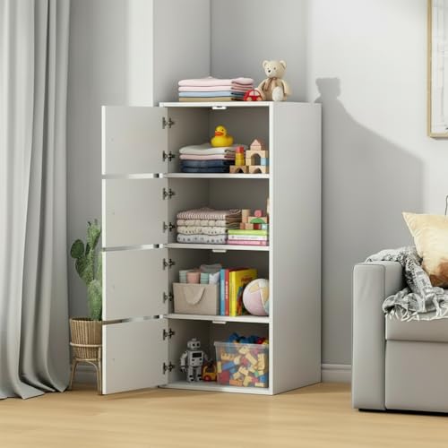 Image of EXVITO 4 Door Premium Wooden Multi-Door Wardrobe Cabinet with Shelves | Space Saving Clothes Organizer Almirah for Bedroom, Living Room & Kids Room | Elegant Storage Almirah (Off-White, 4 Door)