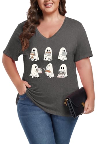 Image of ForHailey Women's Plus Size V Neck Tops Summer Short Sleeve T Shirt