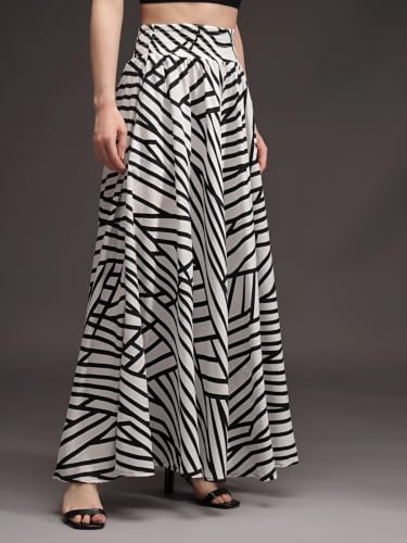 Image of Nexsus Apparels Women Flared Viscose Rayon Trousers | Flared Printed Palazzo |Elasticated Waist Loose-fit & Regular, Casual Wear (Free Size 26 to 42 Waist) Pant| Available in Plus Size's