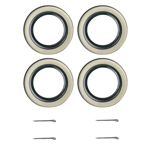 4-Pack Double Lip Grease Seals with Cotter Pins – 2.125" ID × 3.376" OD – Fits 5,200–6,000 lb Trailer Axles – Replaces DL-2125-03 – for #42 Spindles