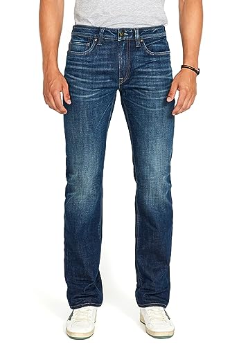 Buffalo David Bitton mens Relaxed Straight Driven Jeans, Dark Blue Sanded Indigo, 32W x 32L US
