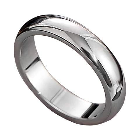 CCBFY 2 MM 4 MM Stainless Steel Ring Jewel Roman Numerals Stackable High Polish Plain Dome Tarnish Resistant Comfort Fit Ring Wedding Band Size 3-15 (4mm - Silver, 4.5) Cover