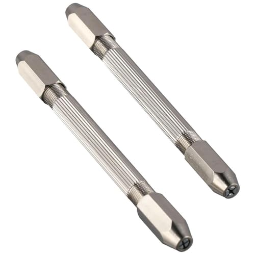 iuniq 2 pcs Hex Hand Drill Pin Vise, Double Ended Micro Drill Bit, Manual Hand Drill Tool for Jewelry Making Watch Repair